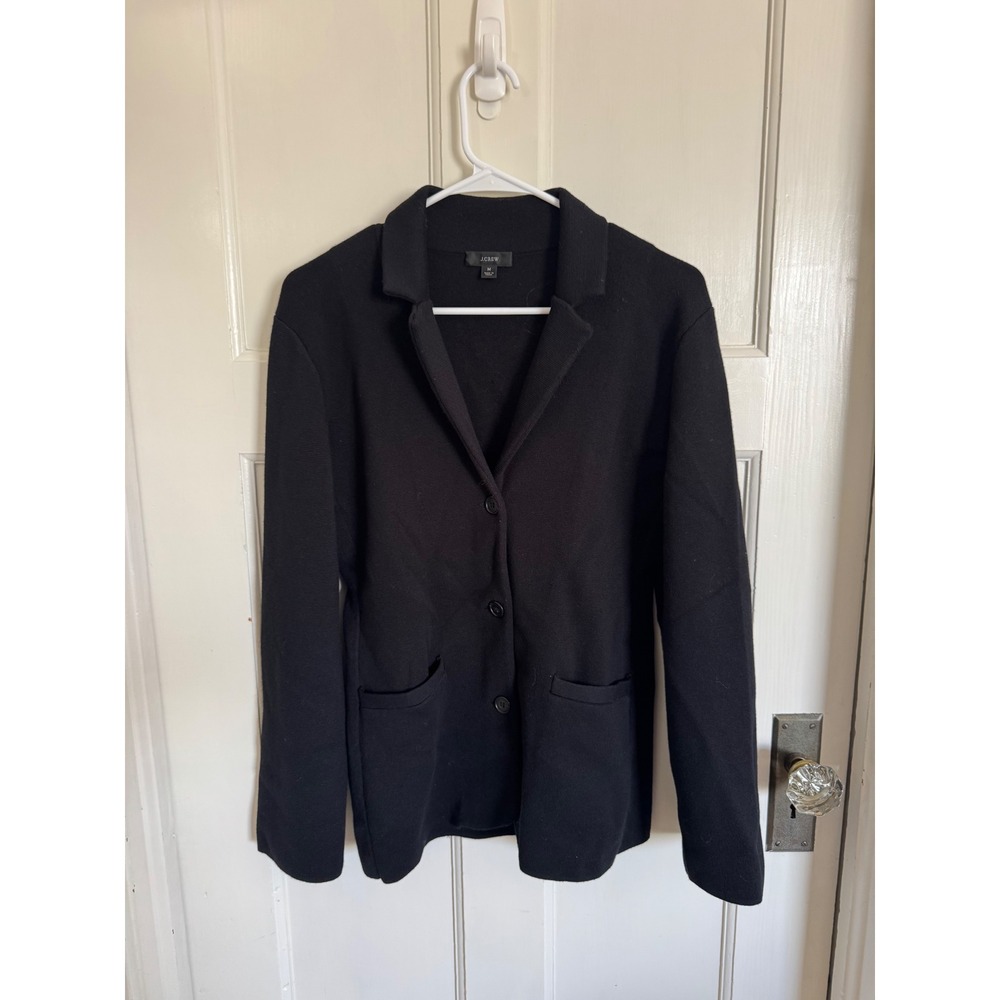 J.Crew women's black Cinched-waist sweater-blazer size medium.